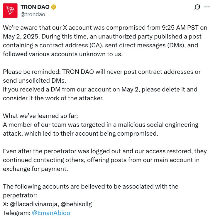 Nhiều tài khoản X của các dự án lớn như Tron DAO và Curve Finance bị hacker chiếm quyền, thiệt hại hàng chục nghìn USD